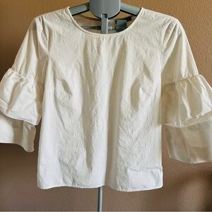 J.Crew Mercantile White Ruffle Sleeve Blouse – Size 4